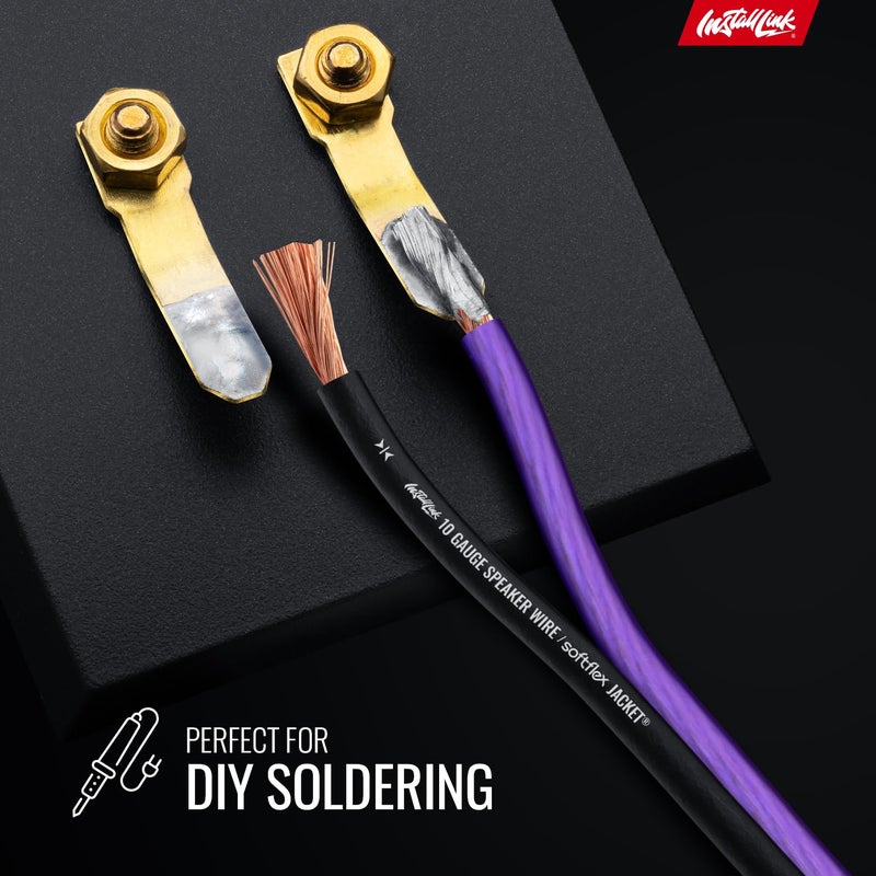 Install Link 10 AWG Gauge Speaker Wire Cable (50 Feet) Stereo, Car or Home Theater, CCA - Image 5